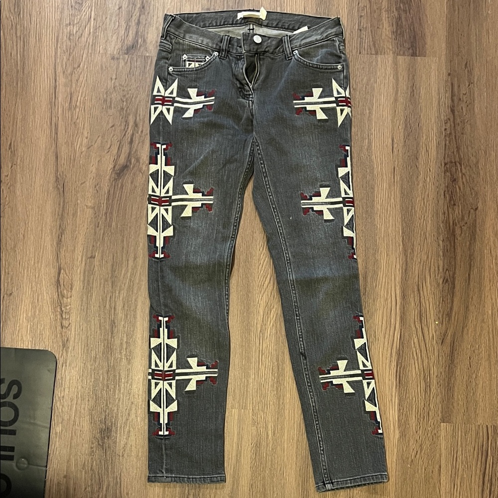 Isabel Marant - H&M Gray Skinny Jeans with Geometric Accent